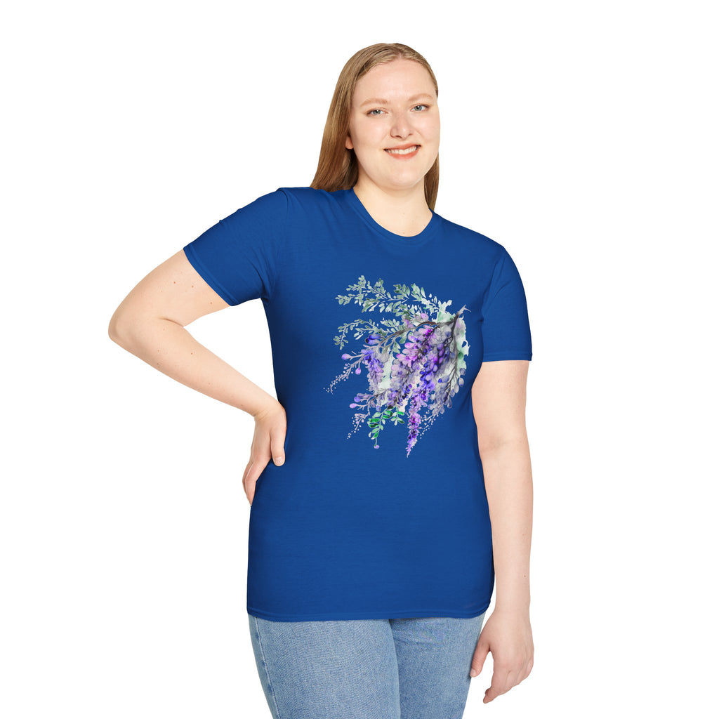 Floral Wisteria T-Shirt, Watercolor Flower Tee, Aesthetic Botanical Shirt, Gift for Her, Spring Outfit