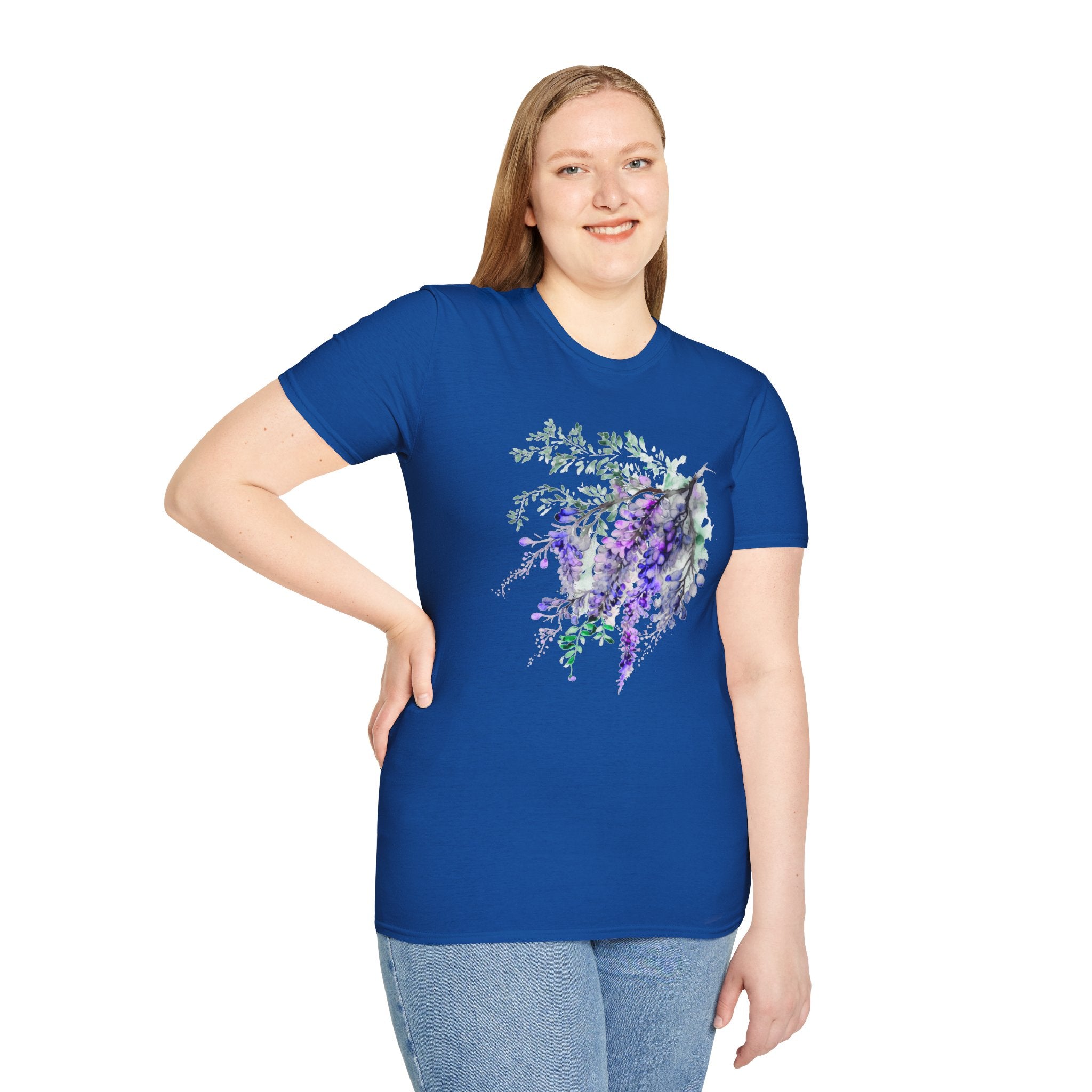 Floral Wisteria T-Shirt, Watercolor Flower Tee, Aesthetic Botanical Shirt, Gift for Her, Spring Outfit