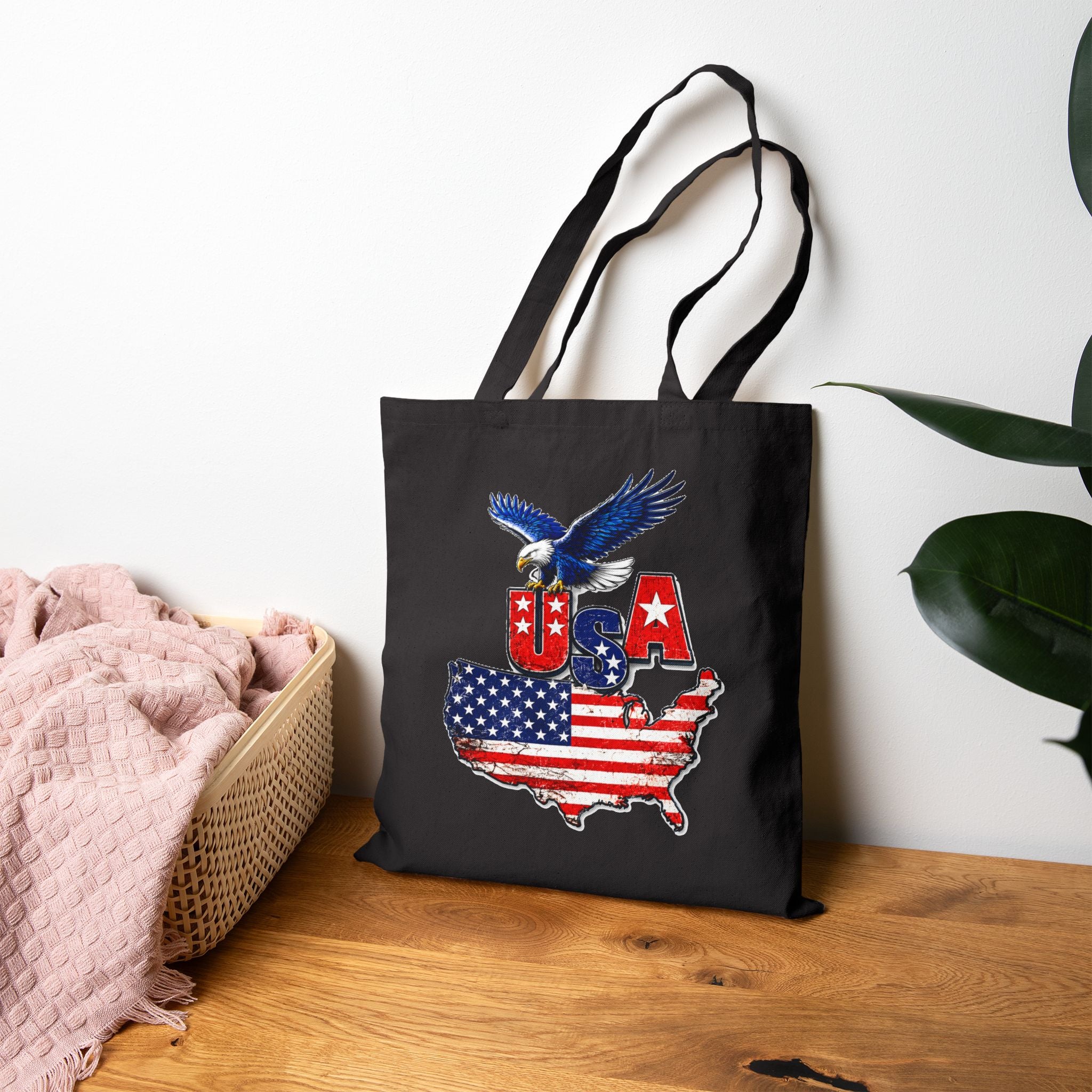USA Patriotic Tote Bag with Eagle & American Flag Design 🇺🇸