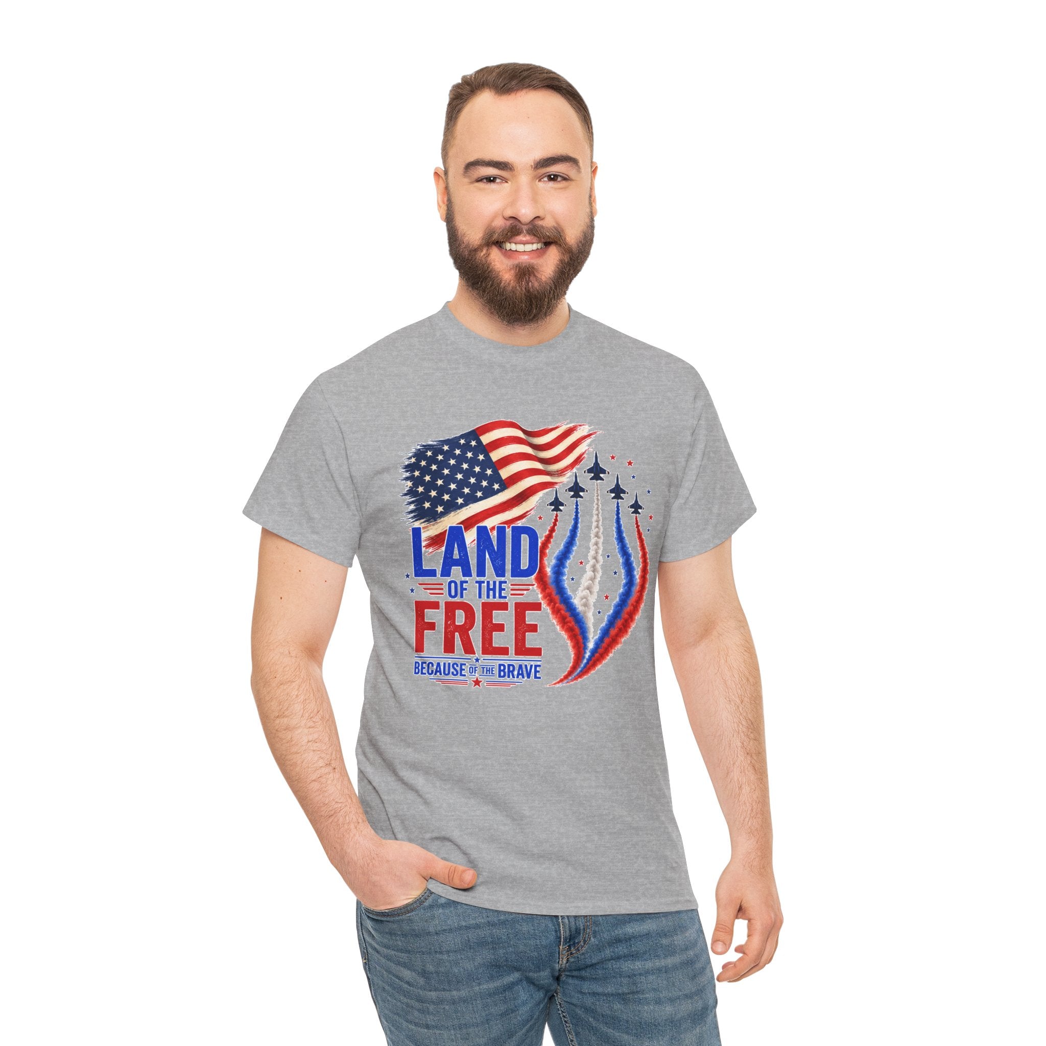 Land of the Free Because of the Brave Shirt, Patriotic 4th of July T-Shirt, USA Flag Tee, American Pride Shirt, Independence Day Gift