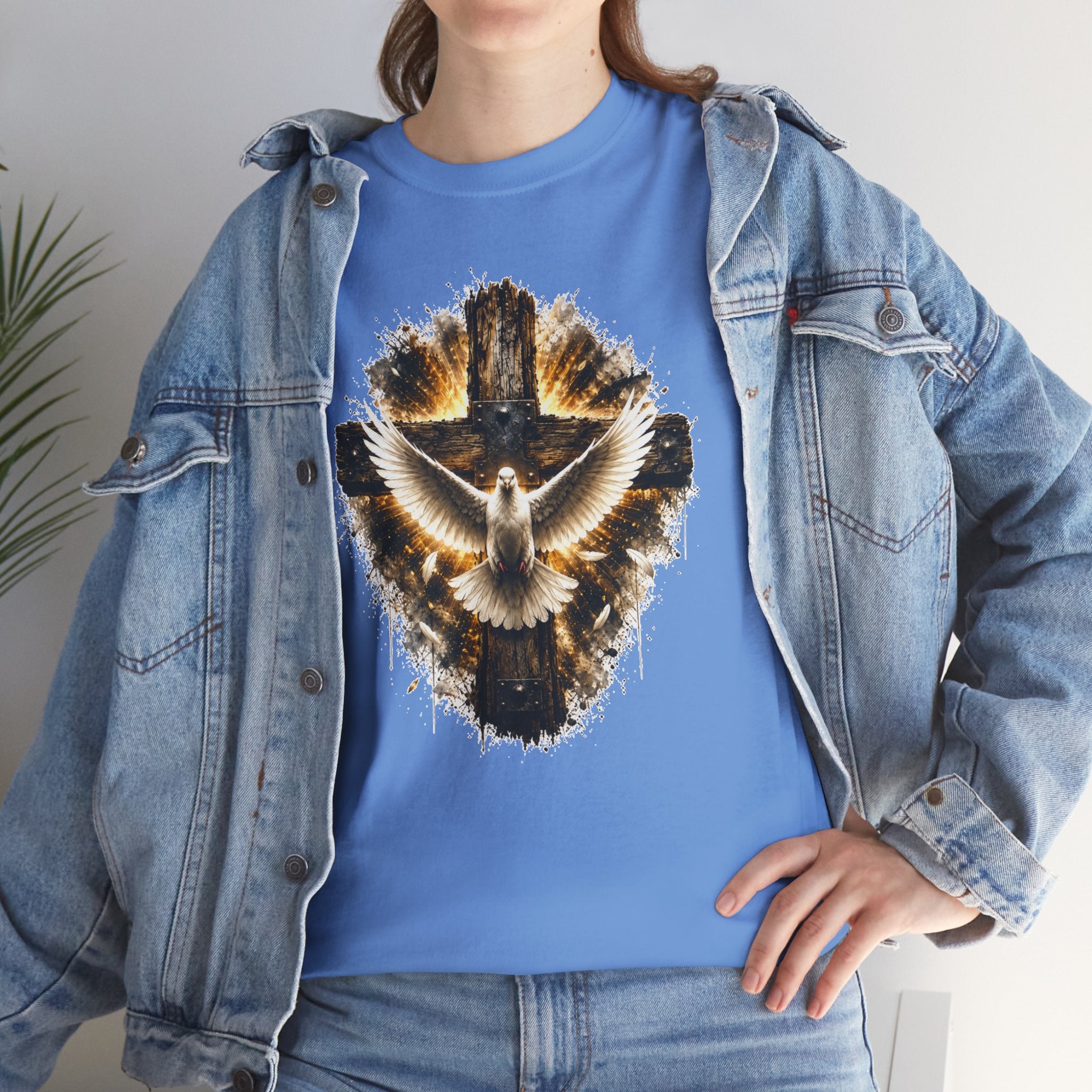 Christian Dove Cross T-Shirt | Holy Spirit Shirt | Faith Graphic Tee | Religious Gift | Bible Believer Shirt | Unisex Christian Tee