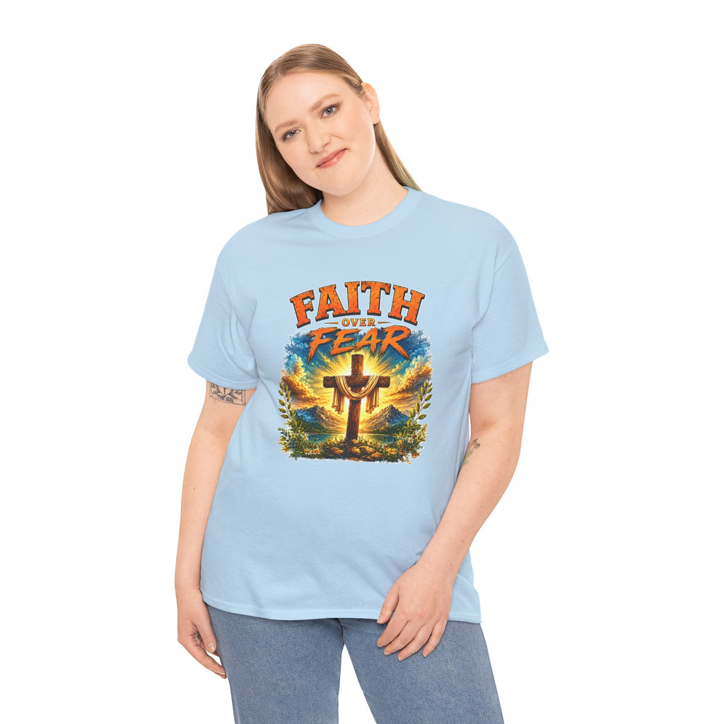 Faith Over Fear Christian T-Shirt | Cross Graphic Tee | Religious Unisex Shirt | Christian Gift