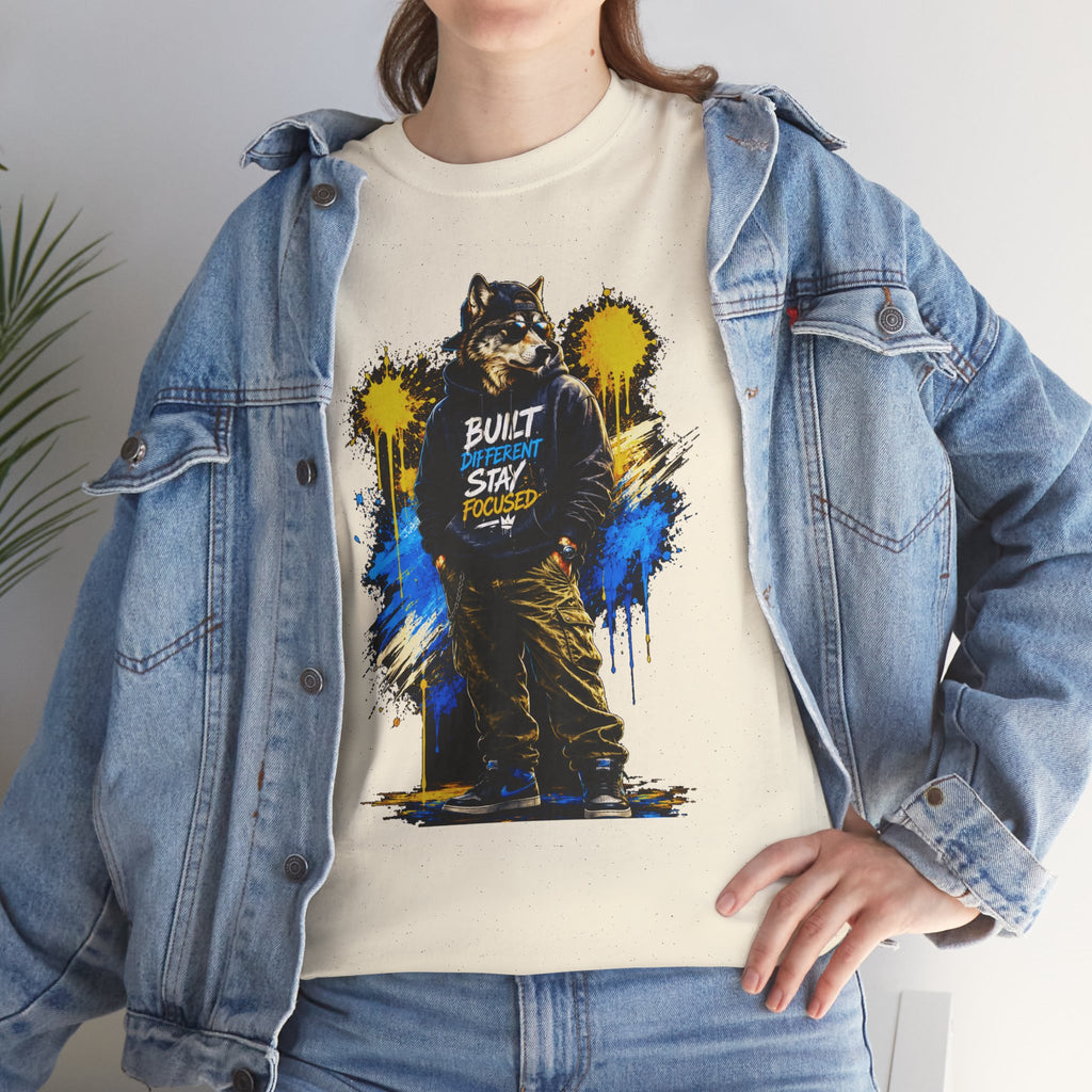 Raccoon Street Art Tee — "Built Not Born" Graphic T-Shirt