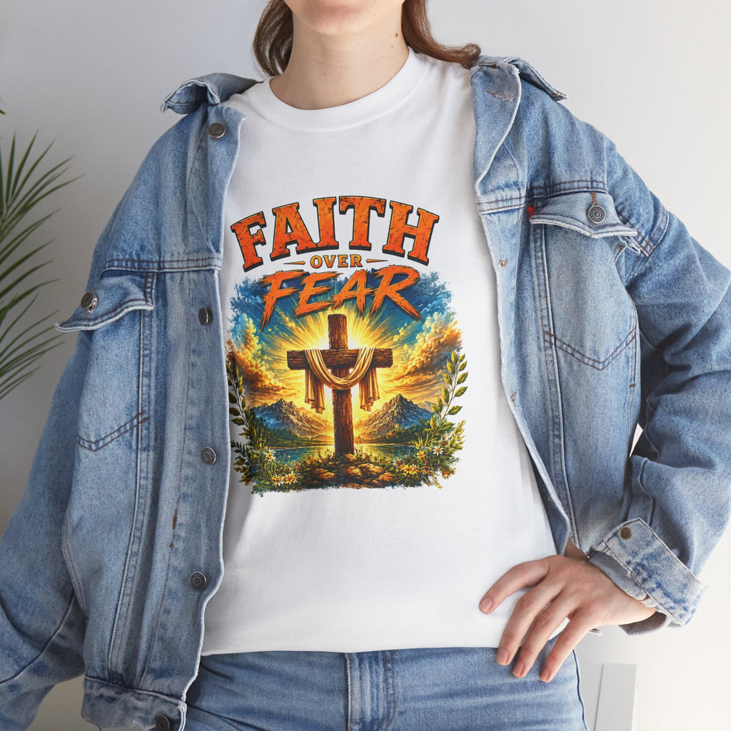 Faith Over Fear Christian T-Shirt | Cross Graphic Tee | Religious Unisex Shirt | Christian Gift