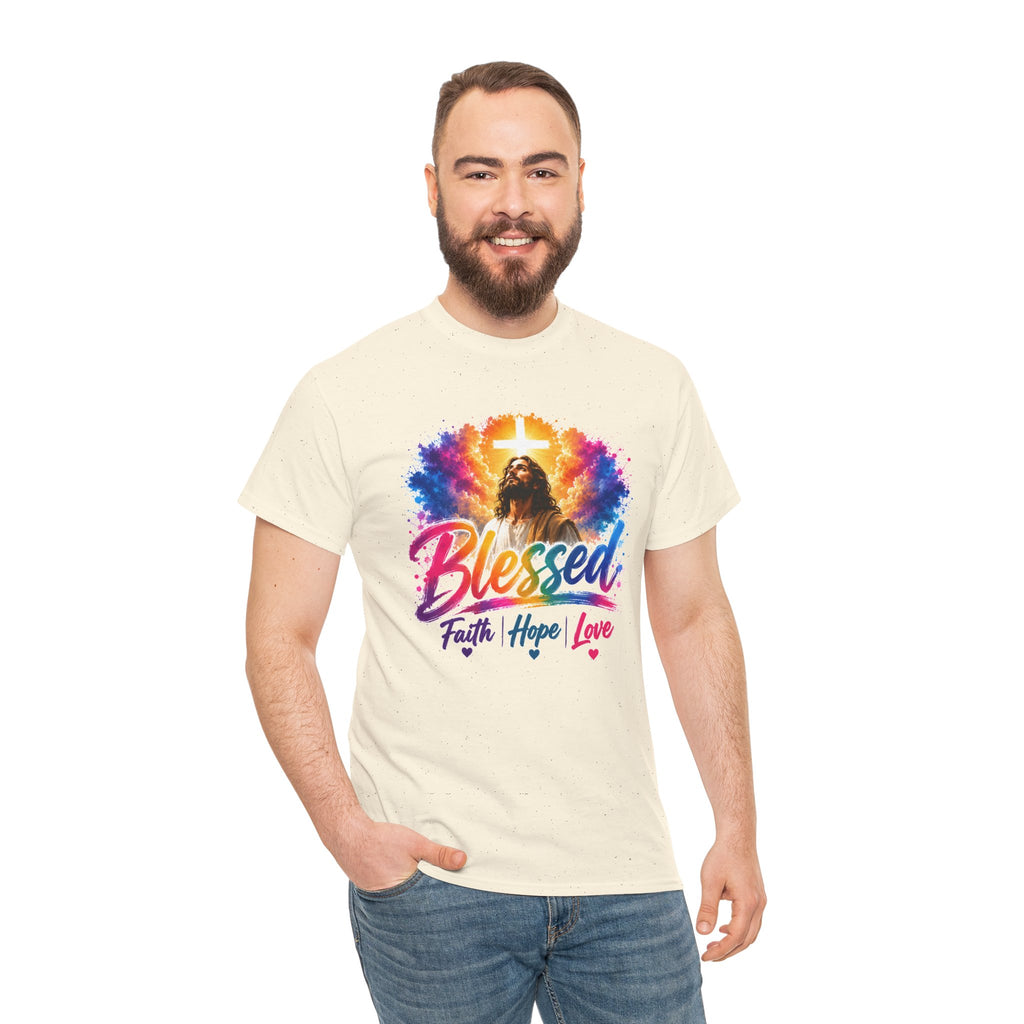 Blessed Faith Hope Love Shirt, Jesus Cross Christian Tee, Religious Gift, Colorful Faith Unisex T-Shirt