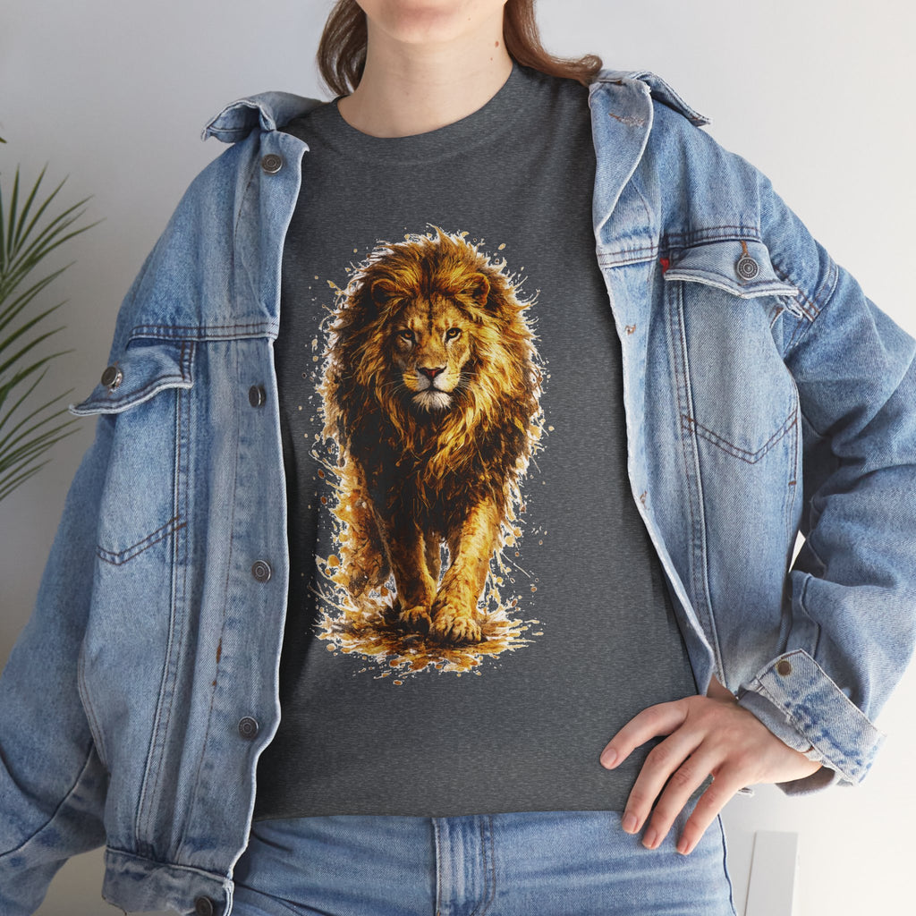 Lion Graphic T-Shirt, Majestic Walking Lion Tee, Watercolor Wildlife Shirt, Unisex Animal Graphic Tee, Lion Lover Gift, Nature Art Shirt