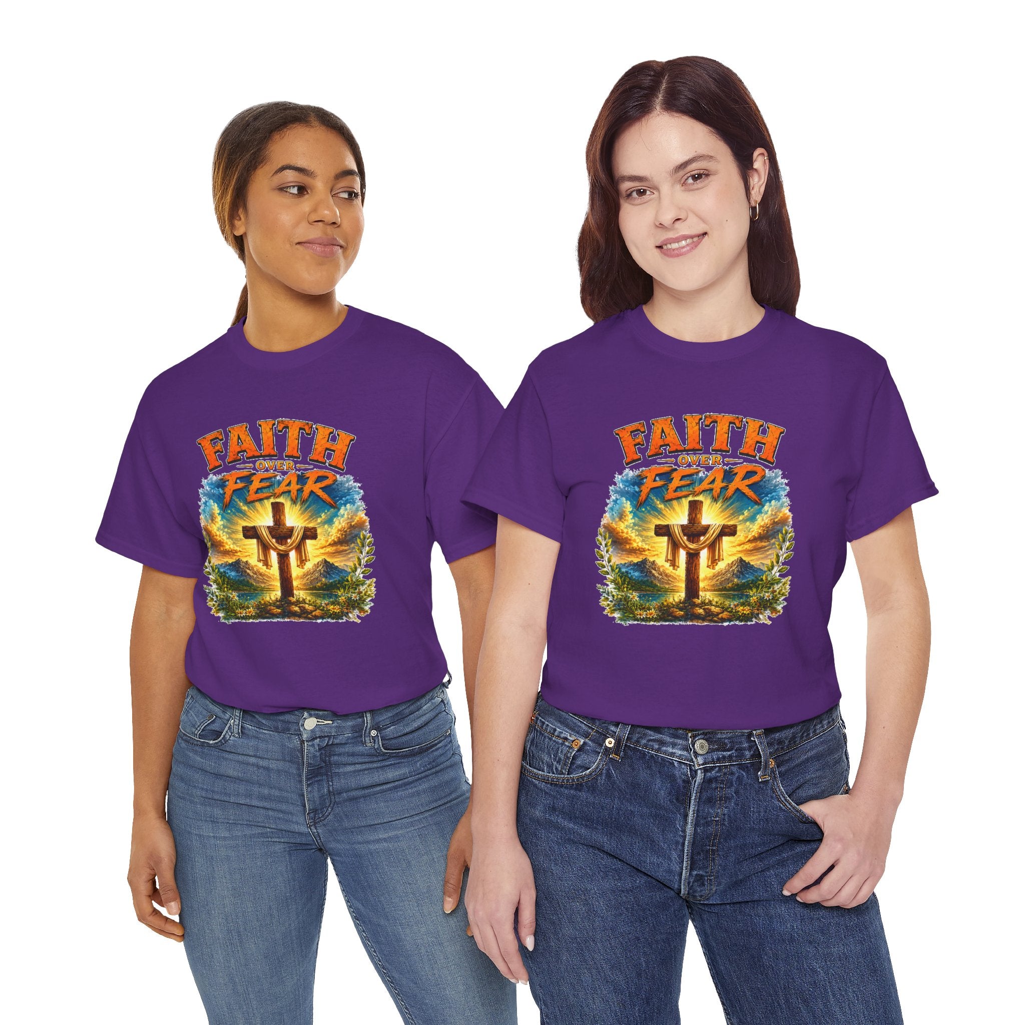 Faith Over Fear Christian T-Shirt | Cross Graphic Tee | Religious Unisex Shirt | Christian Gift