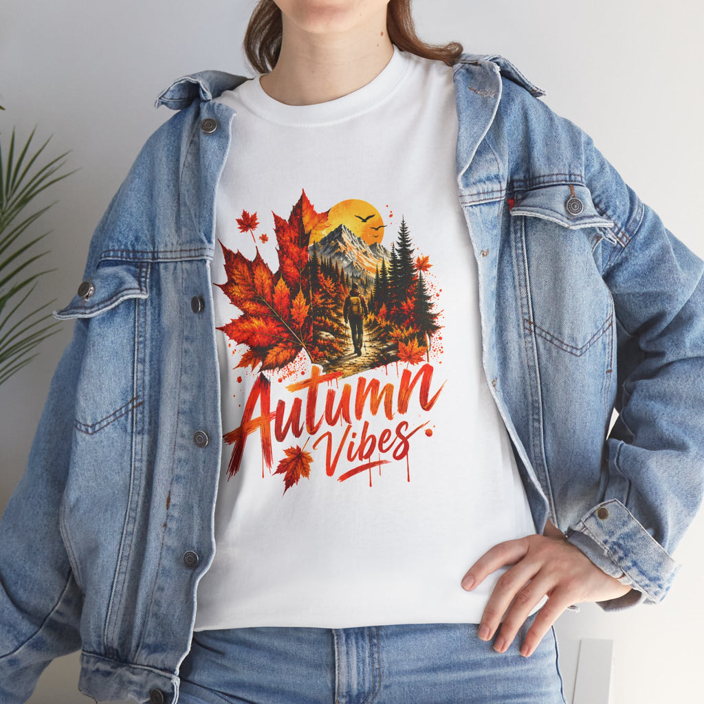 Autumn Vibes Shirt Fall Graphic Tee Colorful Leaves Nature T Shirt Cozy Fall Outfit