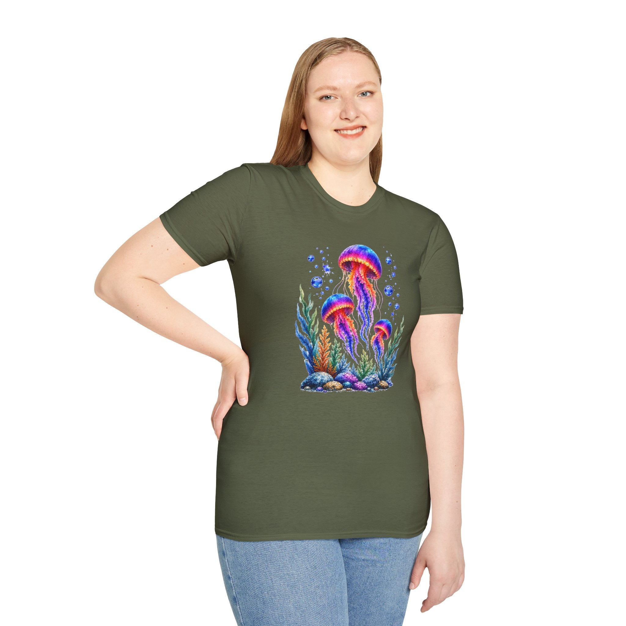 Colorful Jellyfish T-Shirt | Ocean Life Graphic Tee | Neon Sea Creature Shirt | Marine Life Gift | Beach Lover Unisex Tee