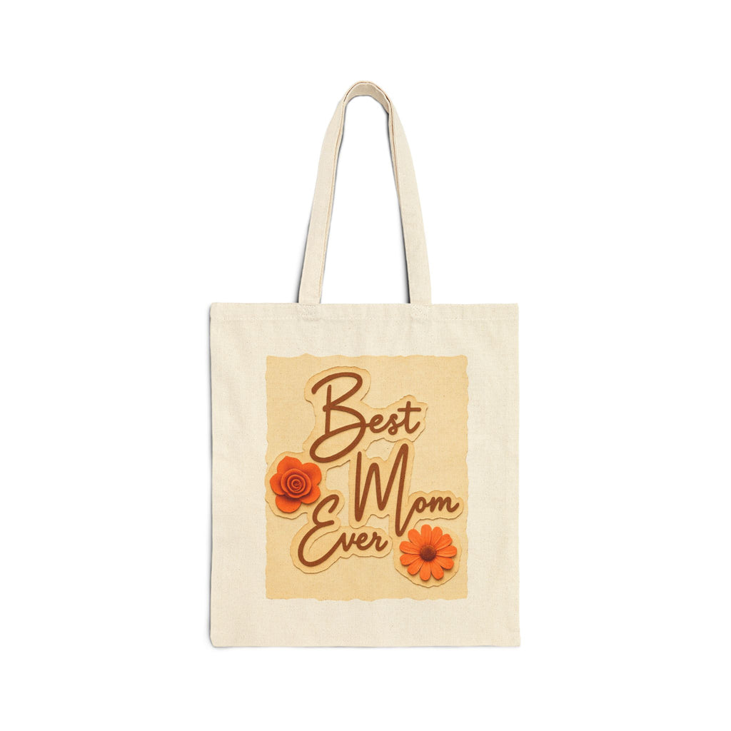 Best Mom Ever Tote Bag, Floral Canvas Bag, Cute Gift for Mom, Retro Style Reusable Bag, Mother’s Day Gift
