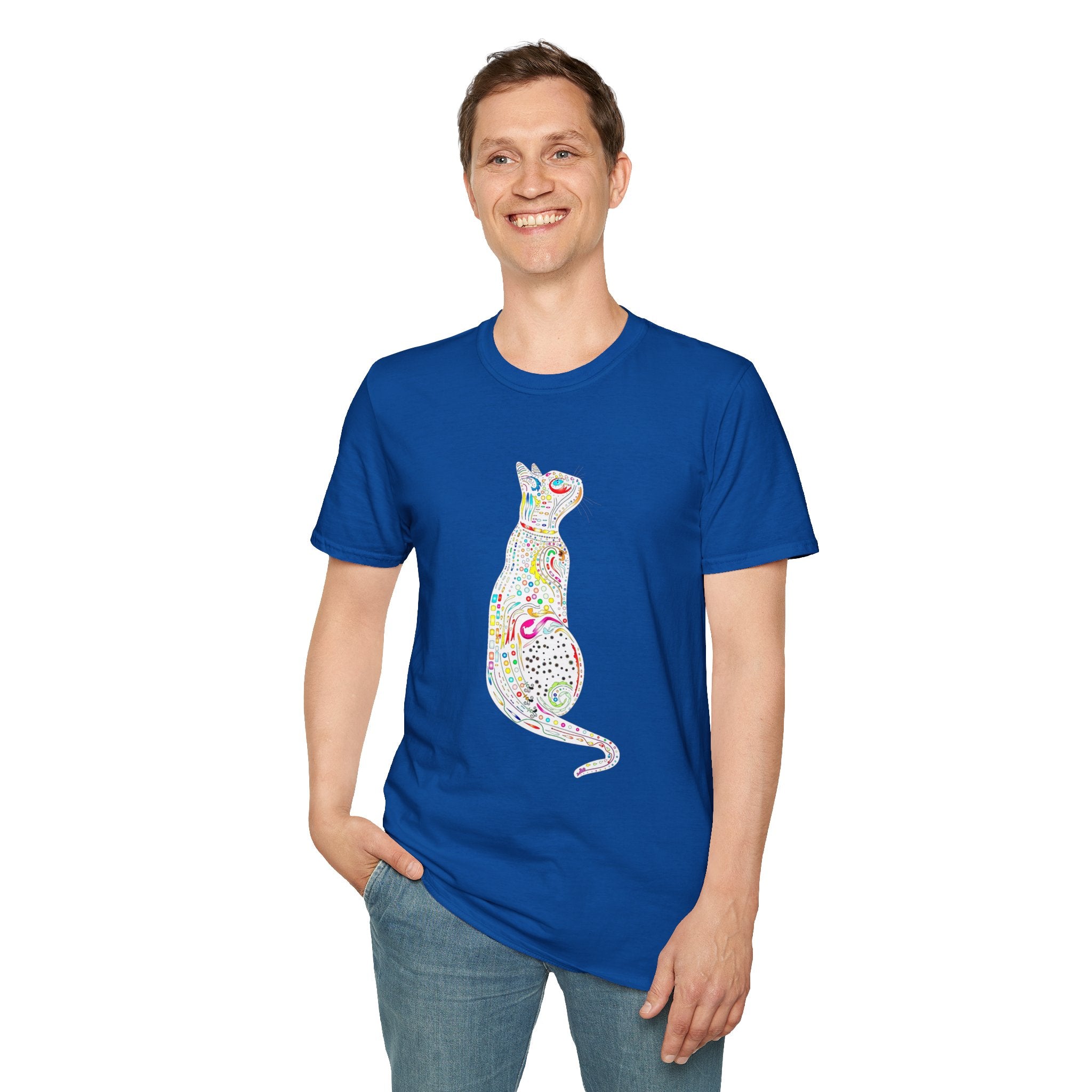 Cat Lover Shirt, Colorful Cat Graphic T-Shirt, Cute Cat Silhouette Tee