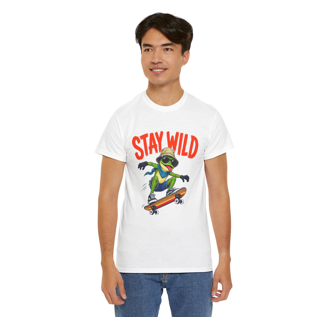 Stay Wild Frog Skateboard Shirt, Funny Frog T-Shirt, Skater Graphic Tee, Retro Frog Shirt, Cool Unisex Streetwear Tee