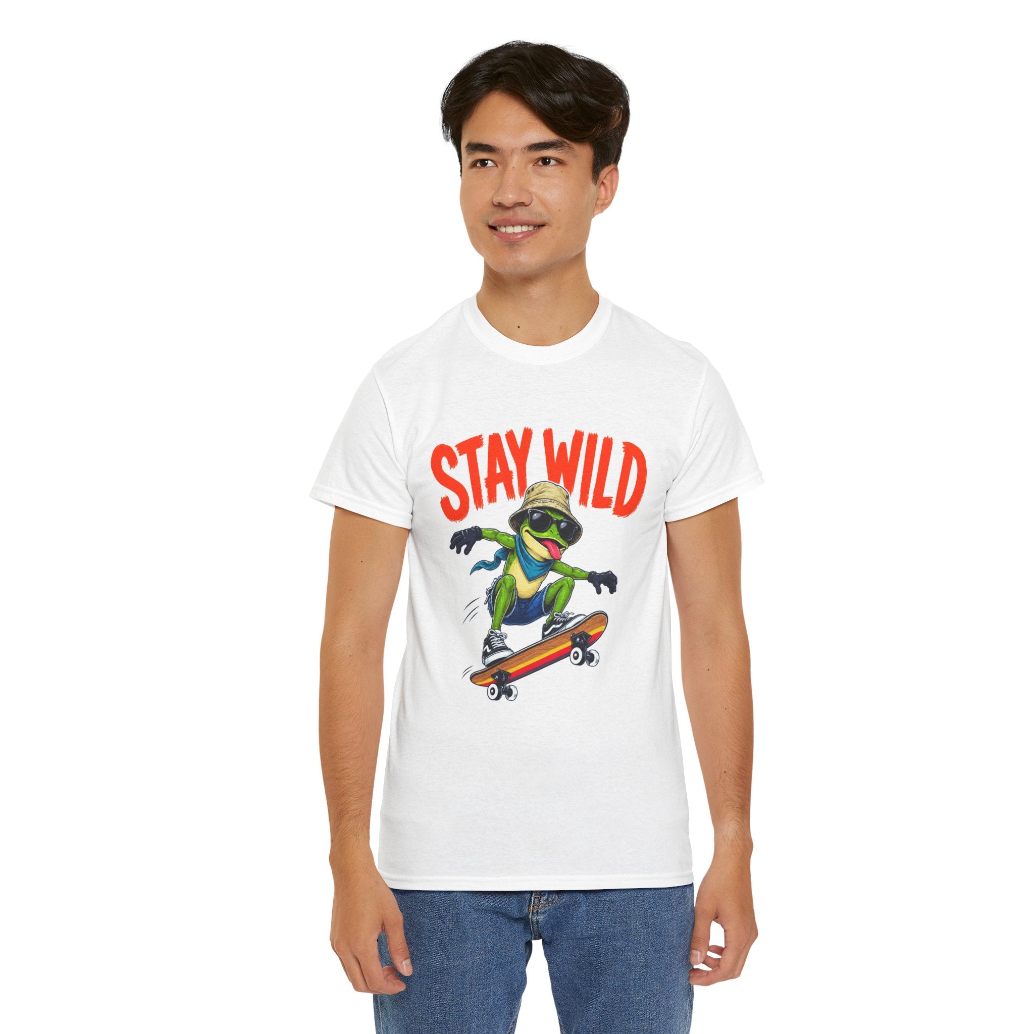 Stay Wild Frog Skateboard Shirt, Funny Frog T-Shirt, Skater Graphic Tee, Retro Frog Shirt, Cool Unisex Streetwear Tee