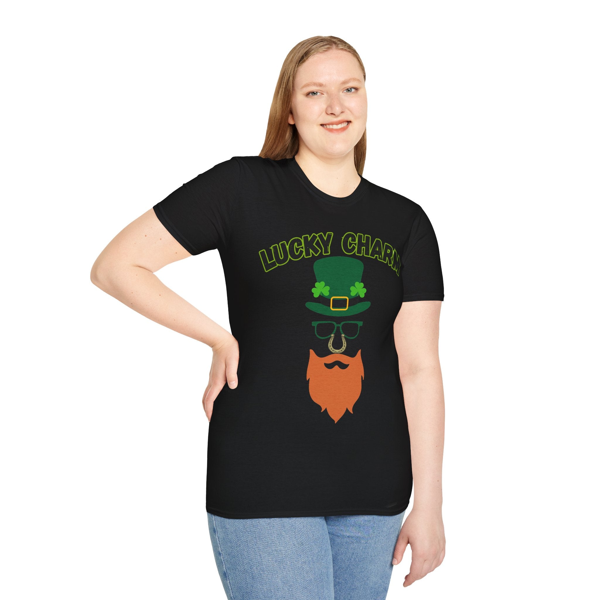 Lucky Charm St. Patrick’s Day T-Shirt — Leprechaun Hat & Beard Graphic