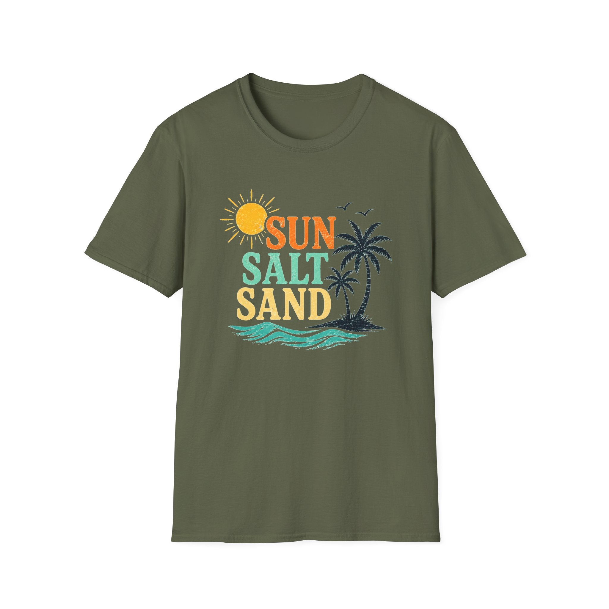 Sun Salt Sand Beach T-Shirt — Palm Tree Summer Vacation Tee