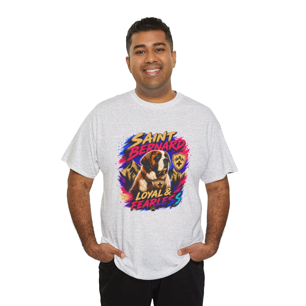 Saint Bernard Dog Shirt, Loyal & Fearless T-Shirt, Colorful Saint Bernard Tee, Dog Lover Gift, Unisex Graphic Tee