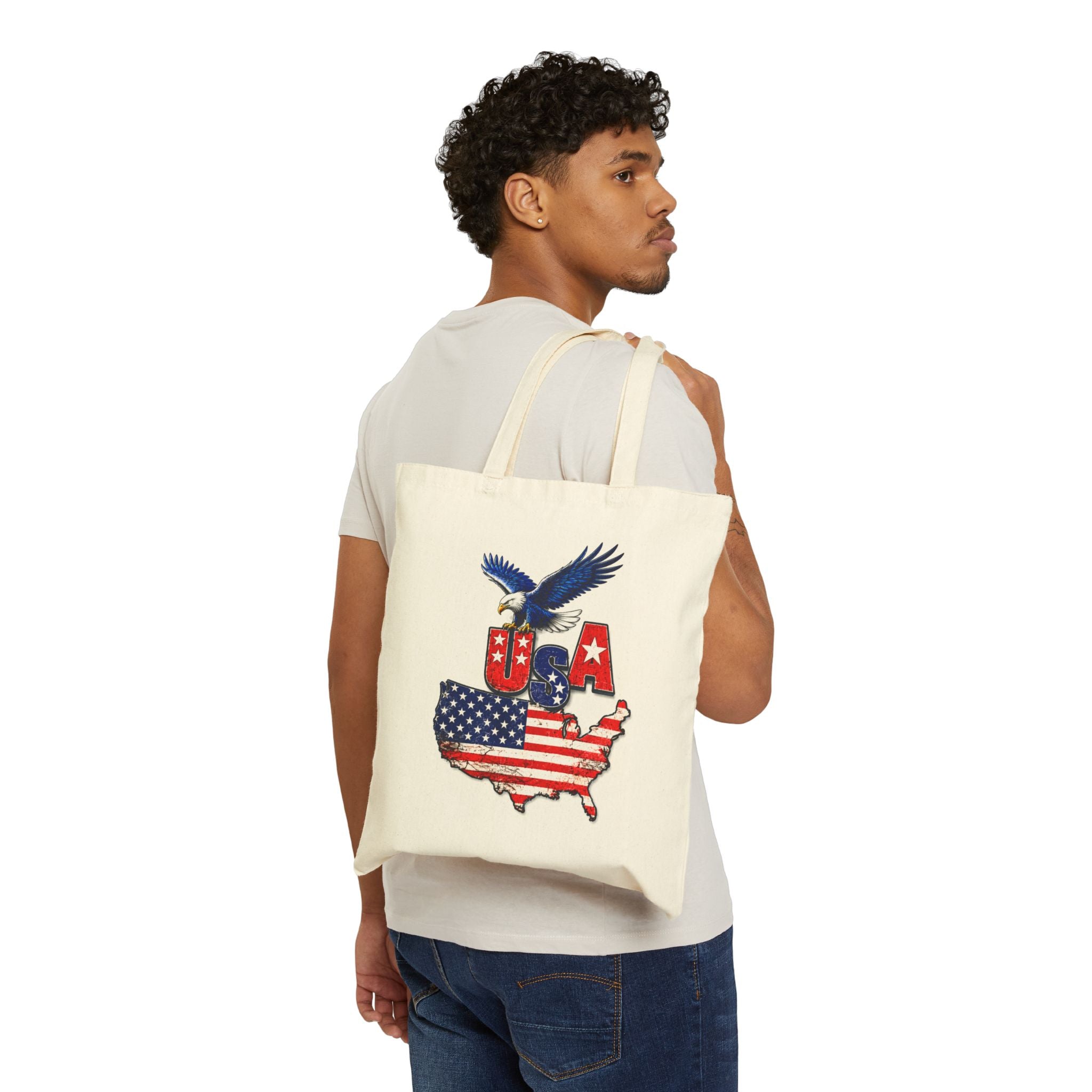 USA Patriotic Tote Bag with Eagle & American Flag Design 🇺🇸