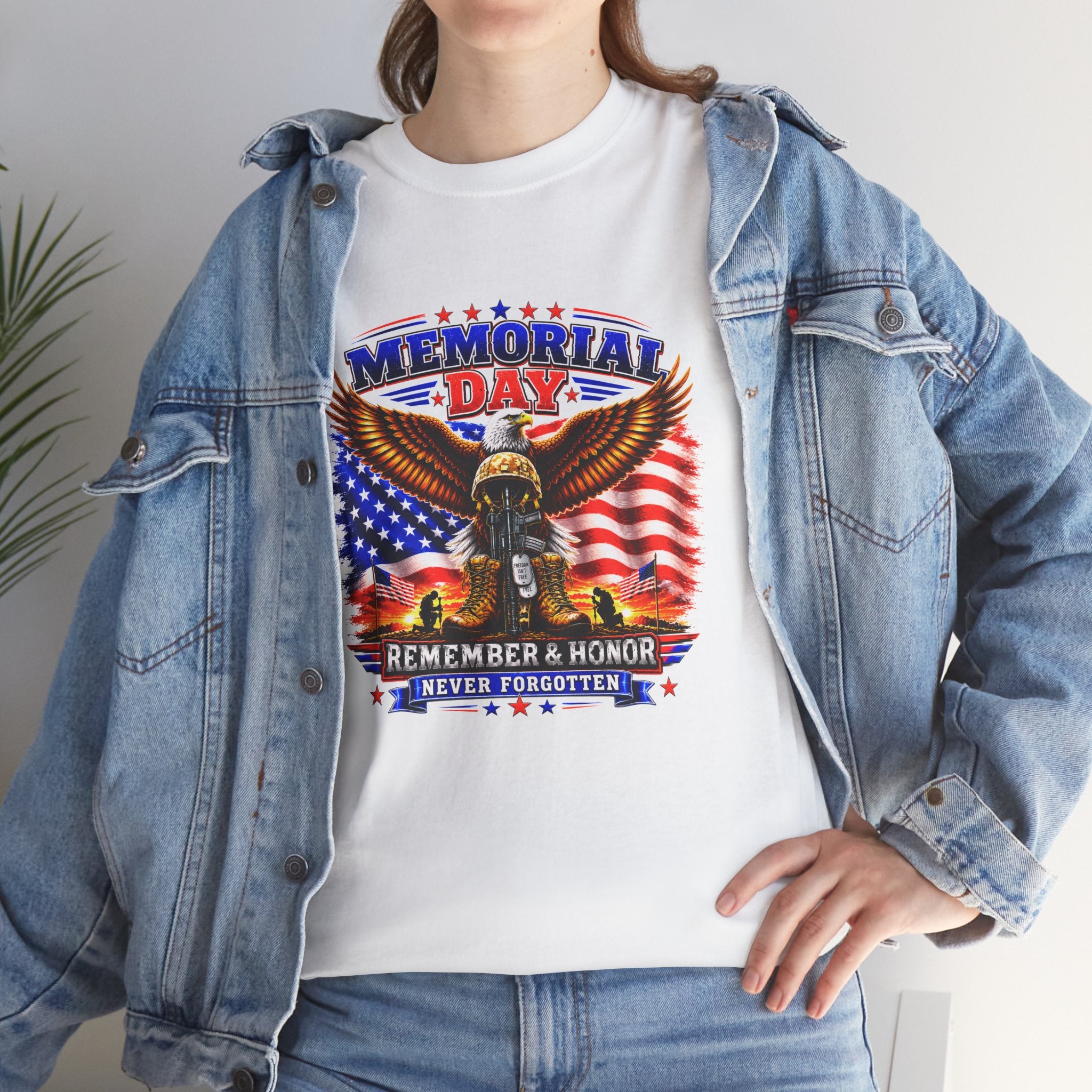 Memorial Day Shirt, Patriotic Eagle T-Shirt, Remember & Honor Tee, American Flag Graphic Shirt, Military Tribute Gift