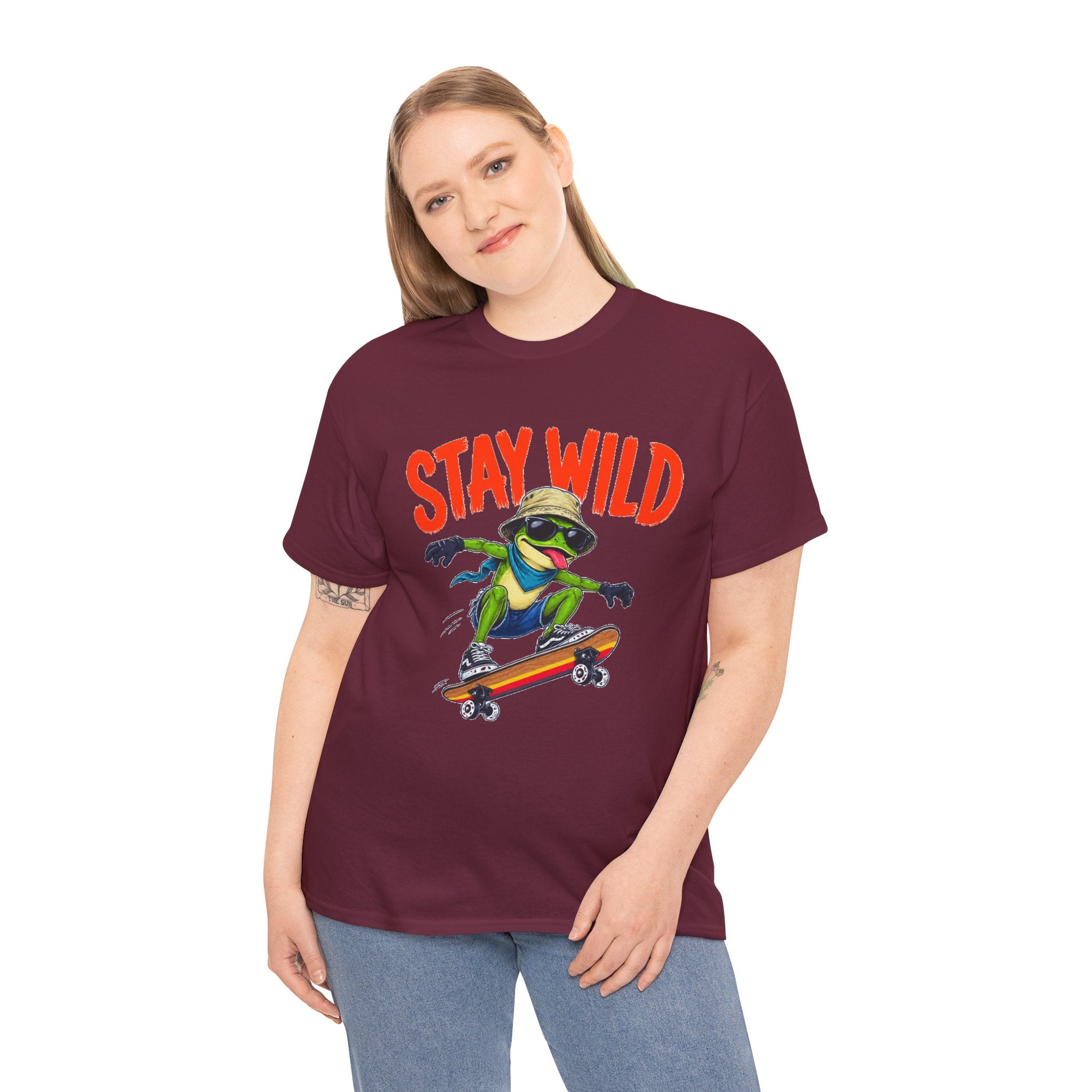 Stay Wild Frog Skateboard Shirt, Funny Frog T-Shirt, Skater Graphic Tee, Retro Frog Shirt, Cool Unisex Streetwear Tee