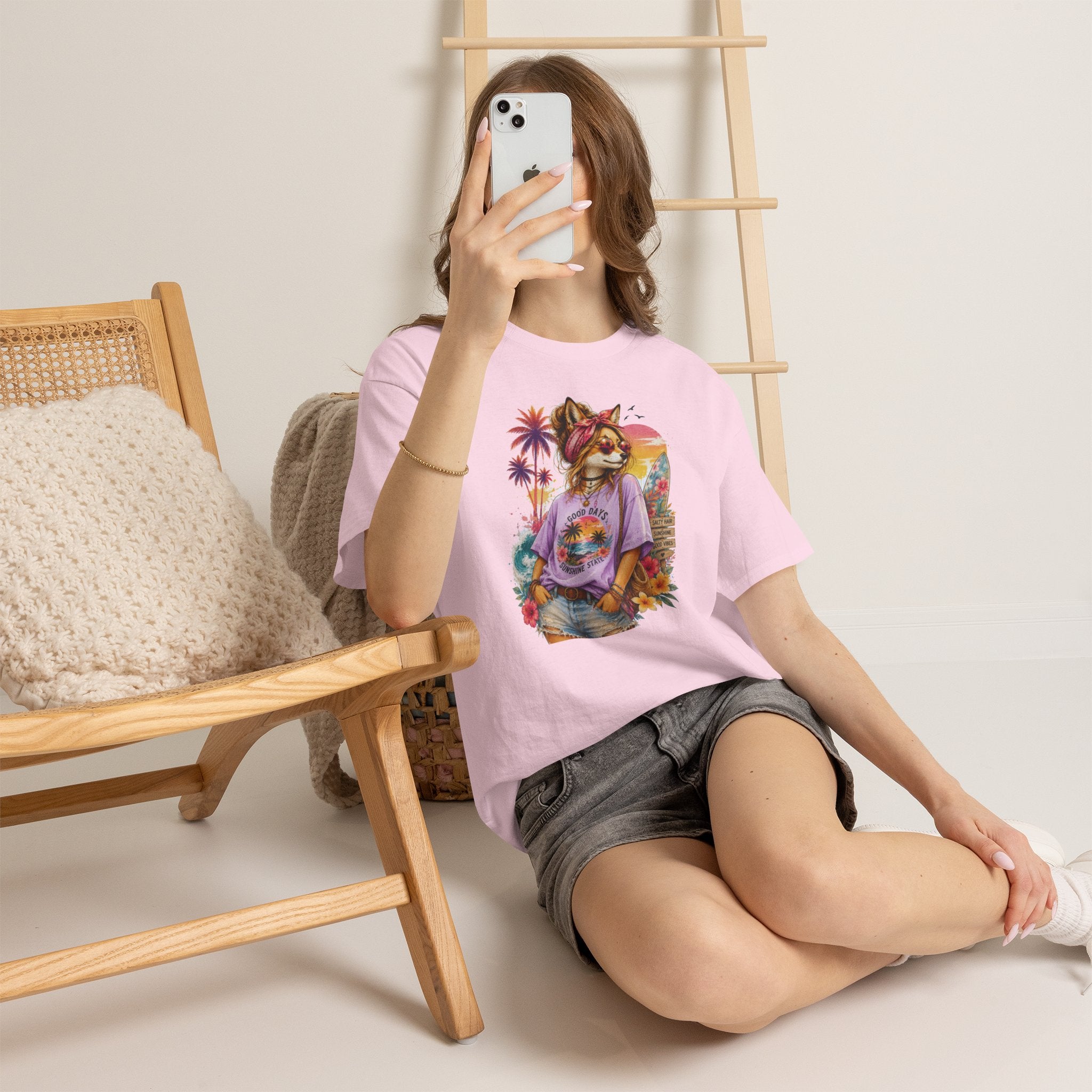 Fox Beach Vibes Shirt, Retro Beach T-Shirt, Summer Sunset Graphic Tee, Coastal Vacation Gift