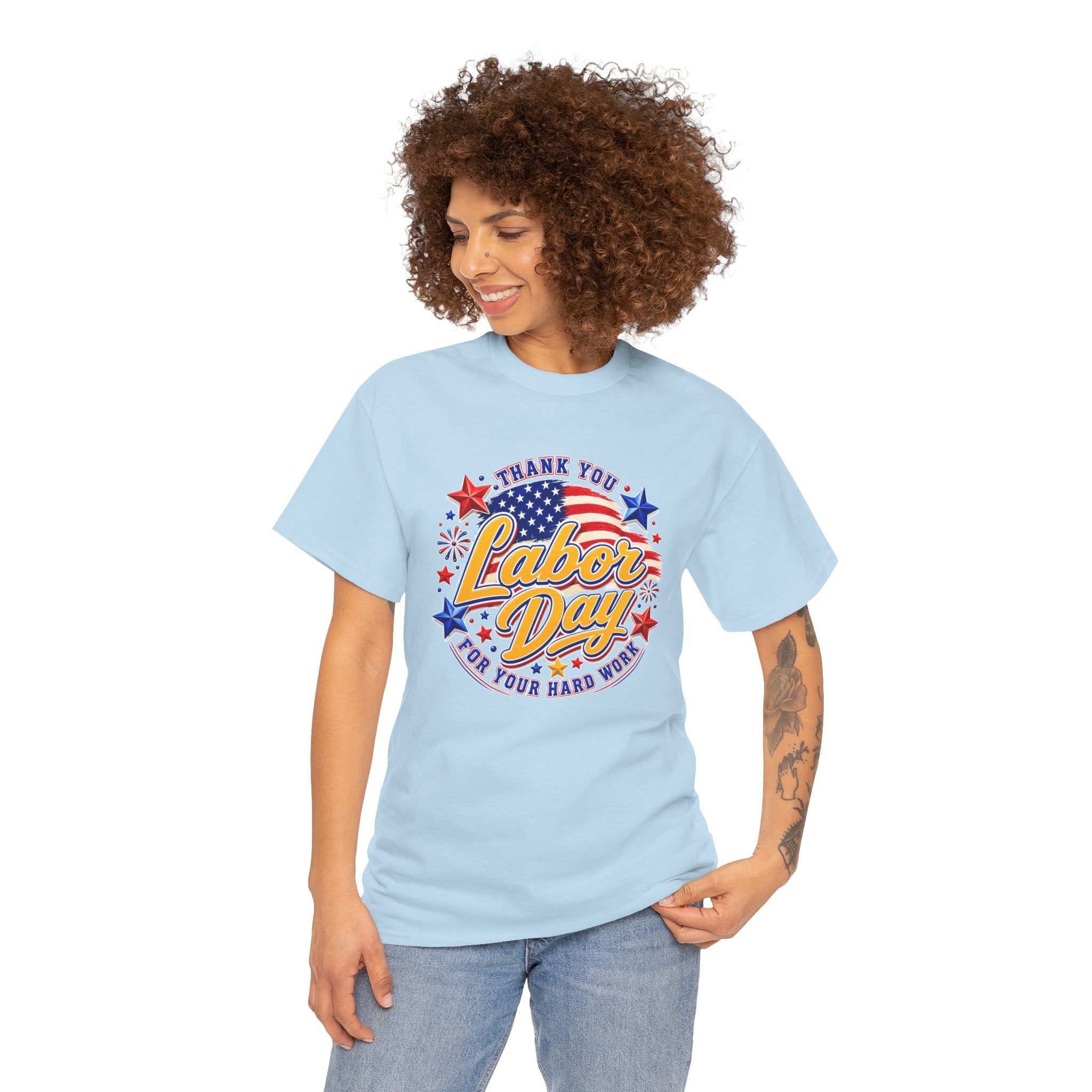 Labor Day T-Shirt — "Thank You Labor Day For Your Hard Work" Patriotic Holiday Tee