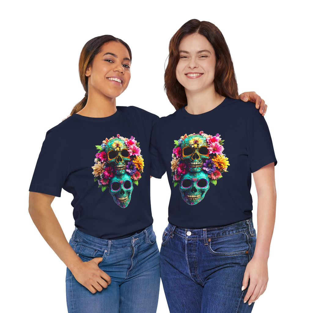 Floral Skull T-Shirt, Day of the Dead Shirt, Sugar Skull Graphic Tee, Colorful Skull Tee, Gothic Floral Shirt