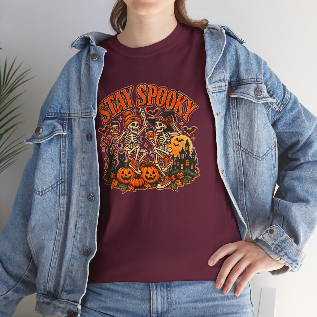 Stay Spooky Halloween Shirt | Dancing Skeleton Pumpkin Graphic Tee
