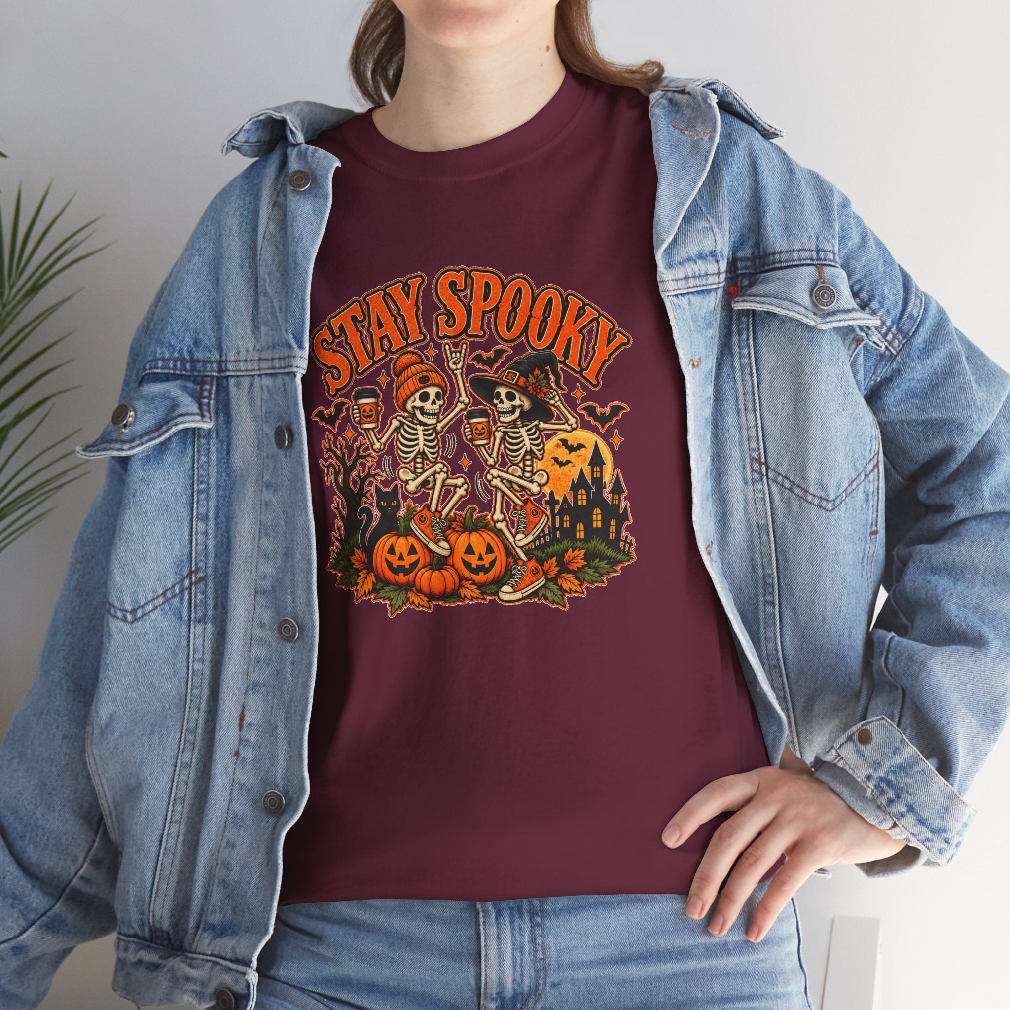 Stay Spooky Halloween Shirt | Dancing Skeleton Pumpkin Graphic Tee