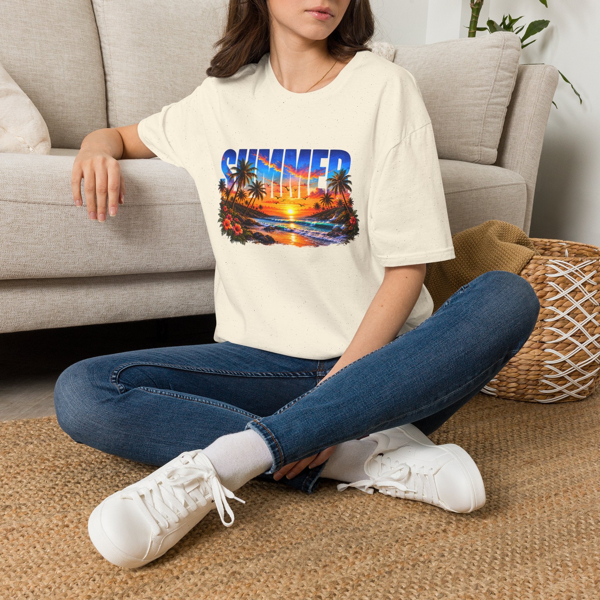 Summer Beach T Shirt Sunset Palm Graphic Tee