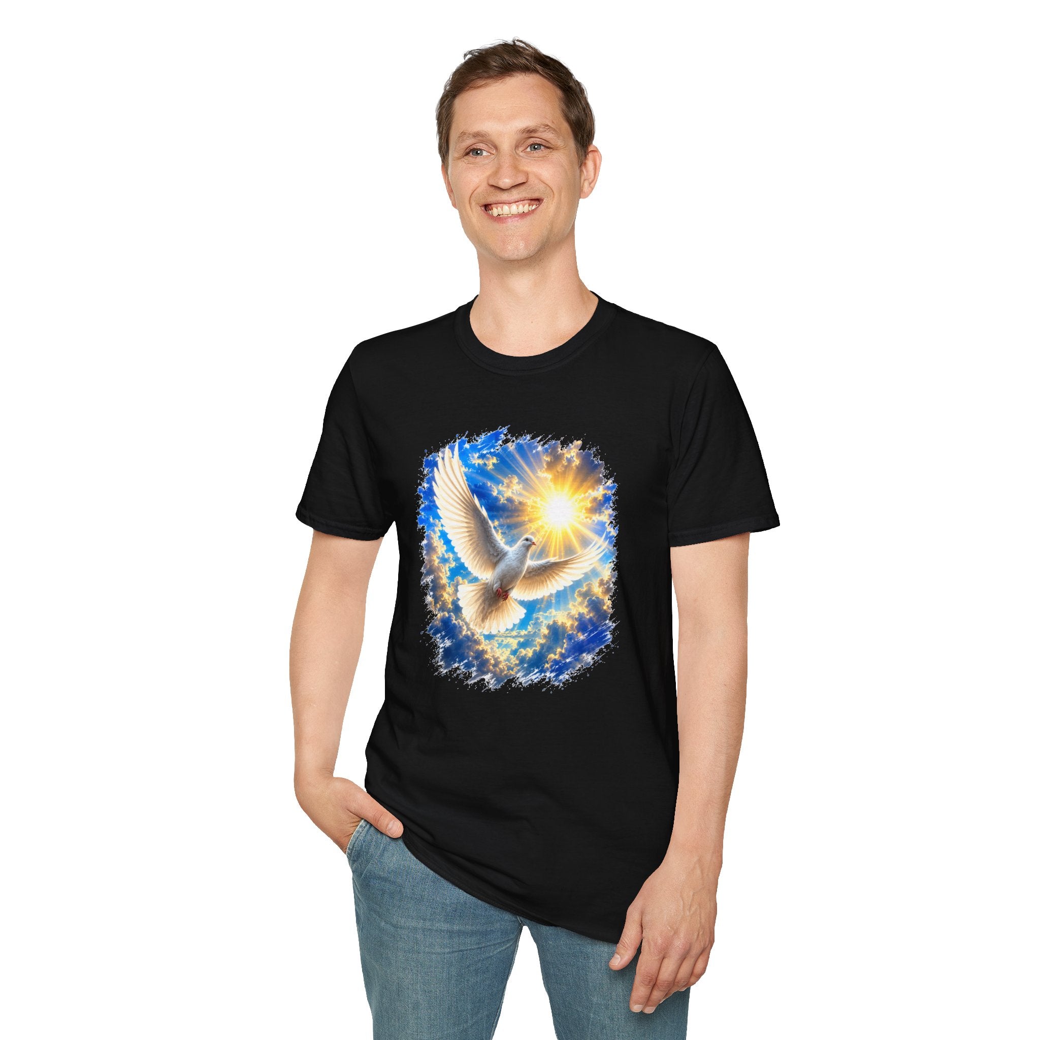 Dove of Light T-Shirt | White Dove Graphic Tee | Peace & Hope Shirt | Inspirational Bird Tee | Christian Gift | Unisex Graphic T-Shirt