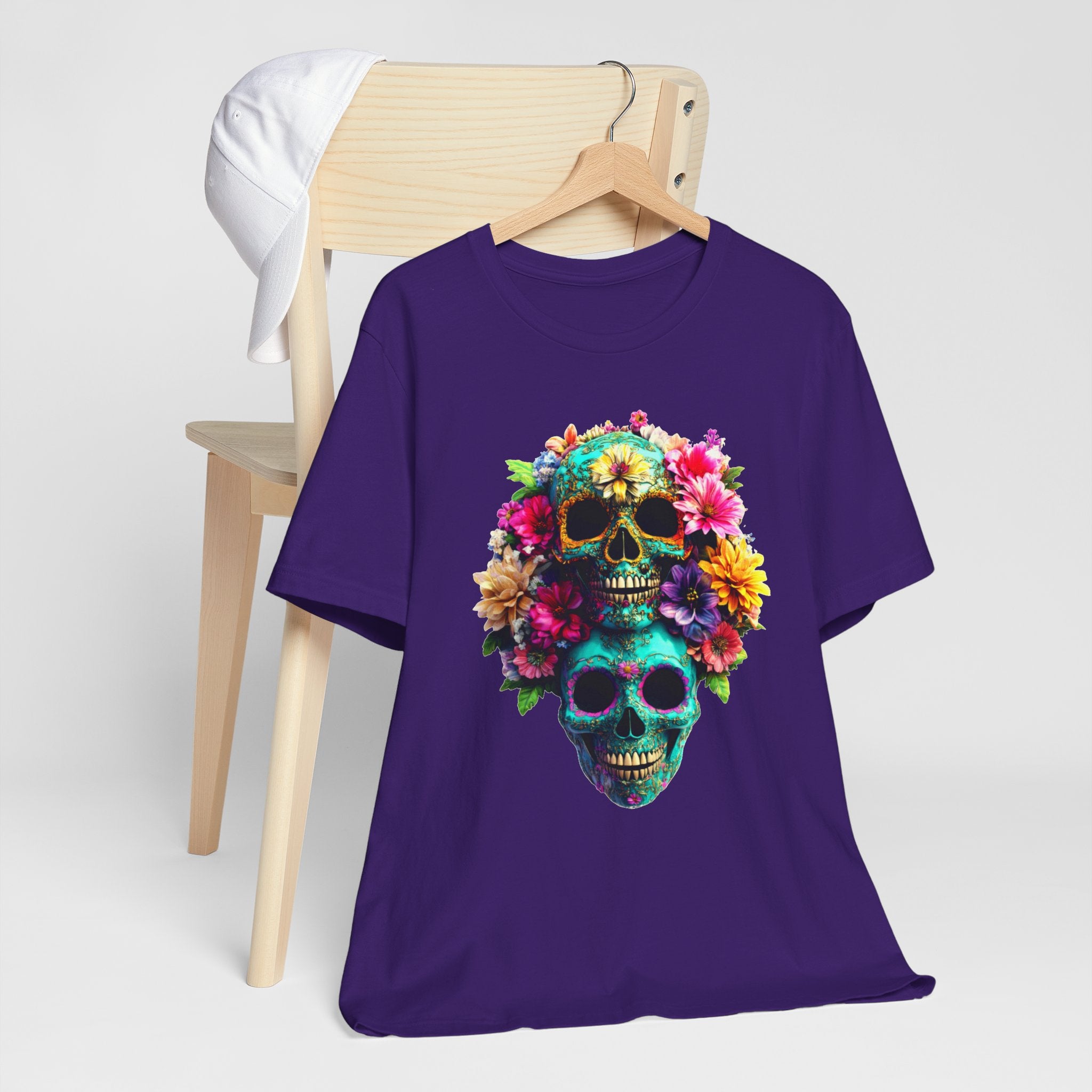 Floral Skull T-Shirt, Day of the Dead Shirt, Sugar Skull Graphic Tee, Colorful Skull Tee, Gothic Floral Shirt