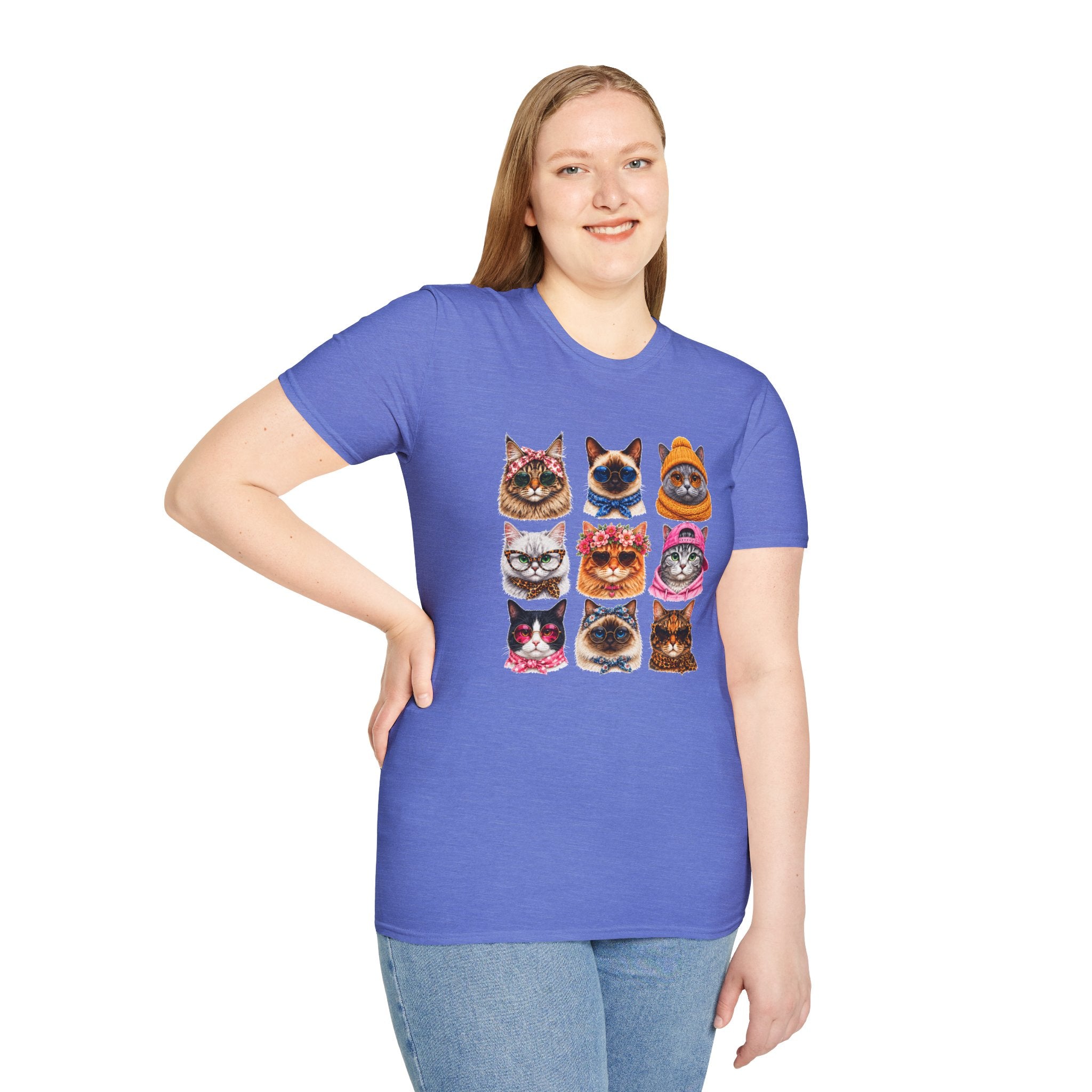 Cute Cat Faces T-Shirt, Cat Lover Tee, Funny Kitty Shirt, Colorful Cat Graphic Tee, Gift for Cat Mom, Cat Owner Gift, Animal Lover Shirt