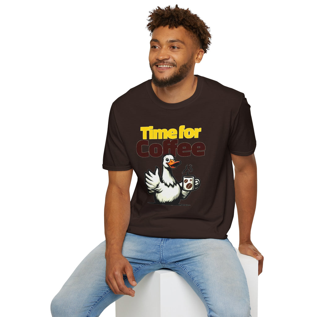 Time for Coffee Goose T-Shirt ☕🪿 Funny Cute Coffee Lover Graphic Tee Unisex Gift