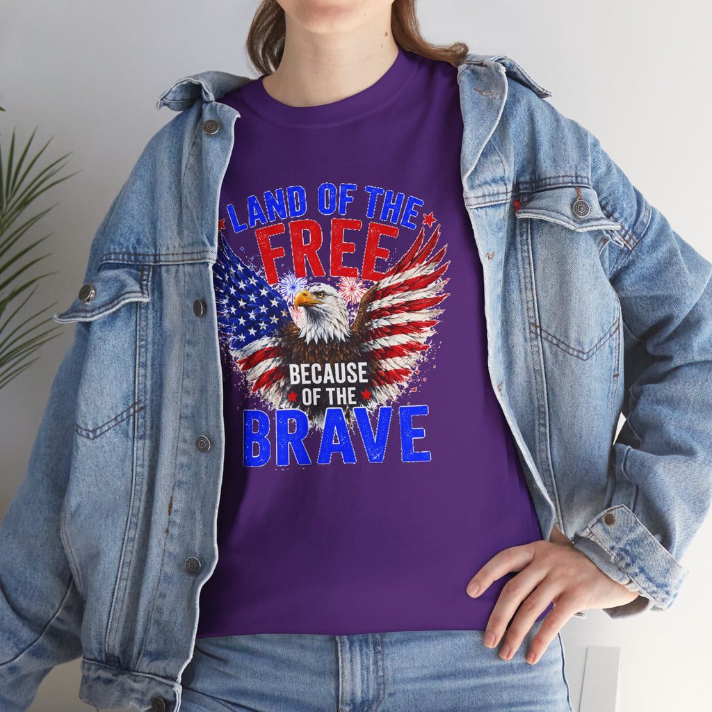 Land of the Free Because of the Brave Shirt, Patriotic Eagle T-Shirt, American Flag Tee, 4th of July Shirt, Veteran Gift, USA Pride Tee