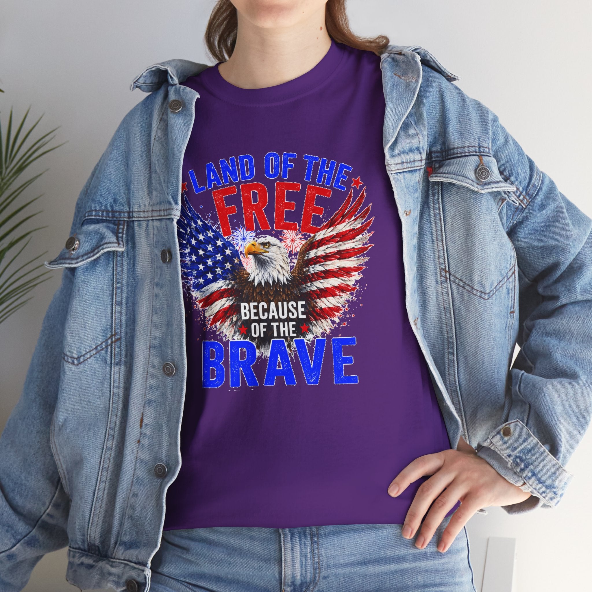 Land of the Free Because of the Brave Shirt, Patriotic Eagle T-Shirt, American Flag Tee, 4th of July Shirt, Veteran Gift, USA Pride Tee