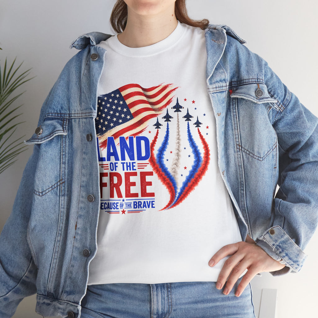 Land of the Free Because of the Brave Shirt, Patriotic 4th of July T-Shirt, USA Flag Tee, American Pride Shirt, Independence Day Gift
