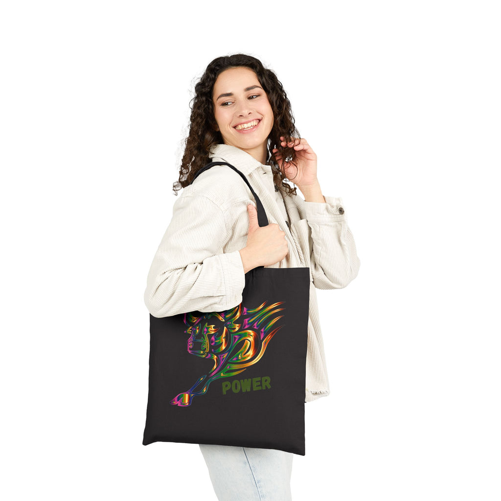 Bull Power Tote Bag - Colorful Charging Bull Canvas Tote