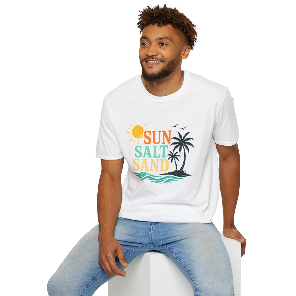 Sun Salt Sand Beach T-Shirt — Palm Tree Summer Vacation Tee