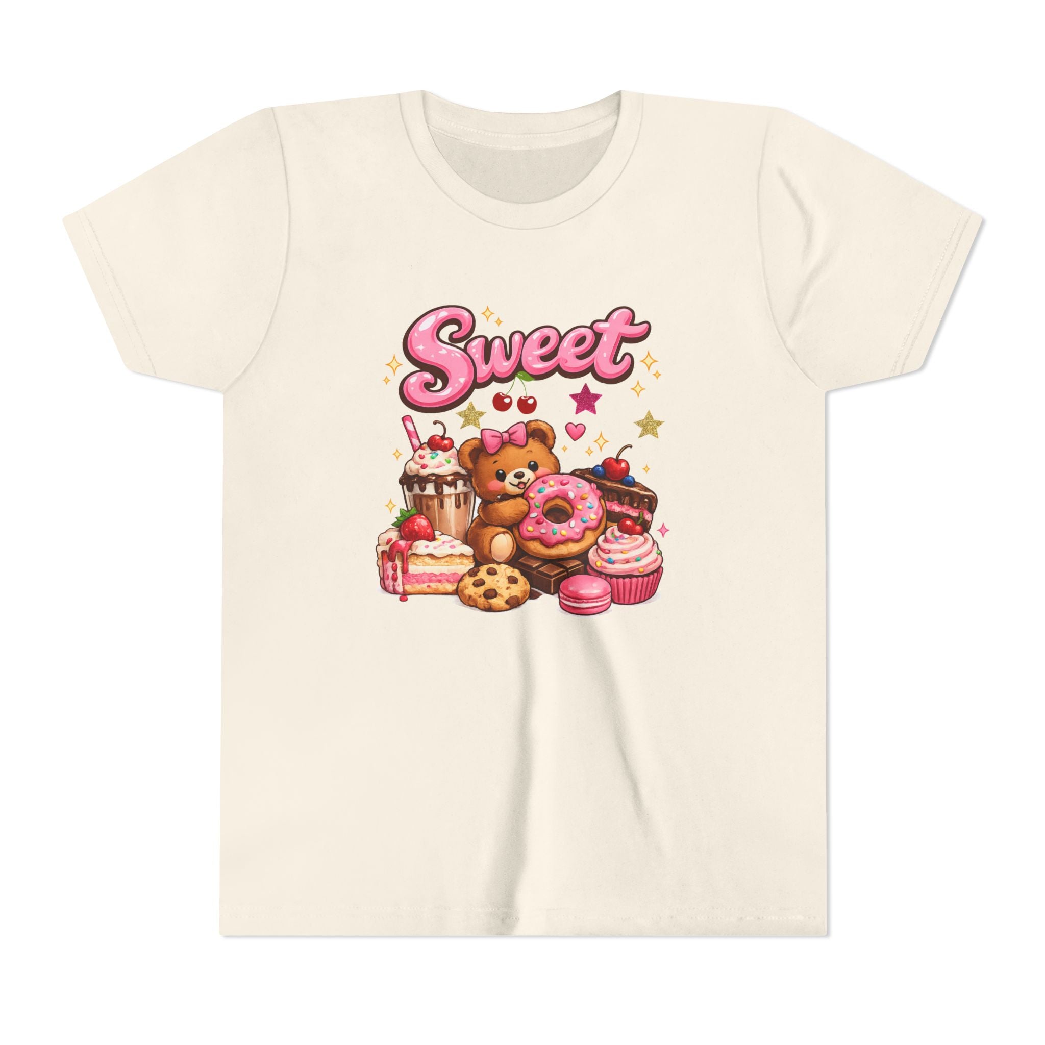 Youth Tee - "Sweet" Teddy Bear with Donuts & Desserts Kids Shirt