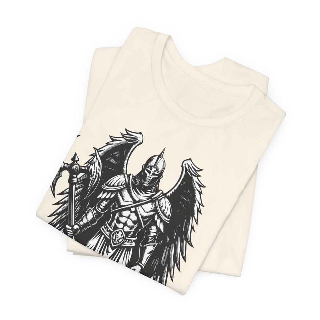 Angel of War Graphic Tee — Winged Knight Armor T-Shirt