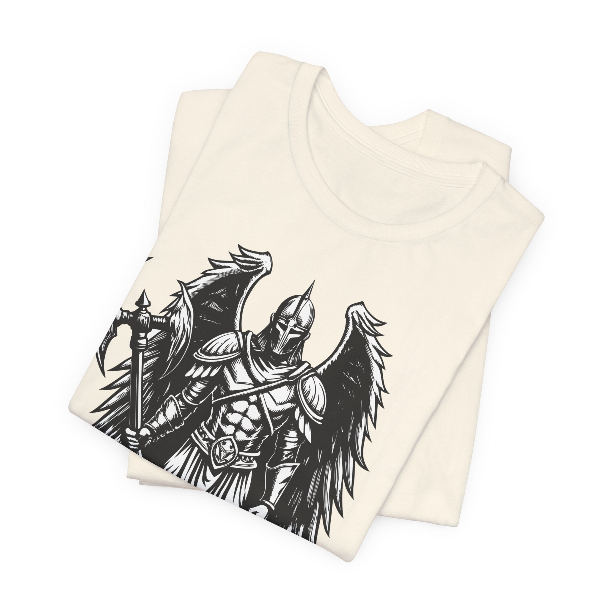Angel of War Graphic Tee — Winged Knight Armor T-Shirt