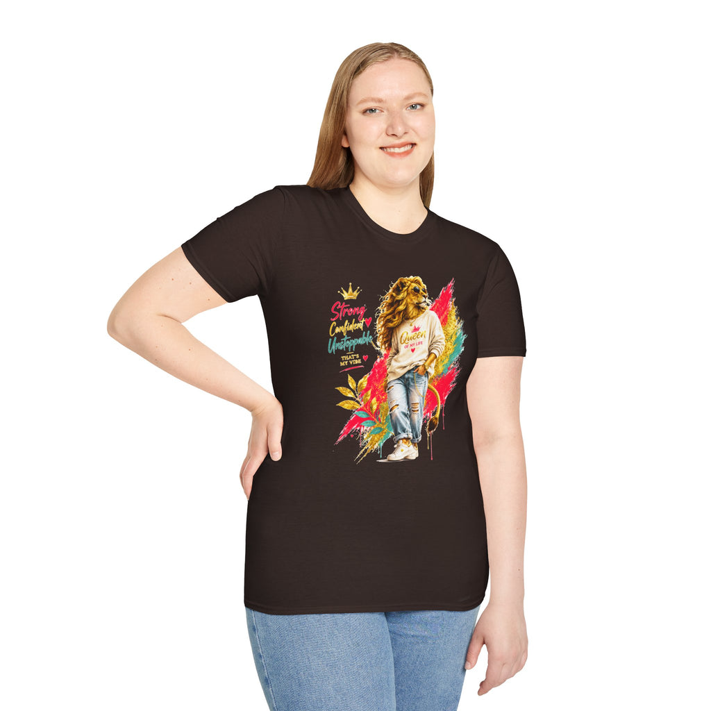T-Shirt — "Strong, Confident, Unstoppable" Lioness Graphic Tee