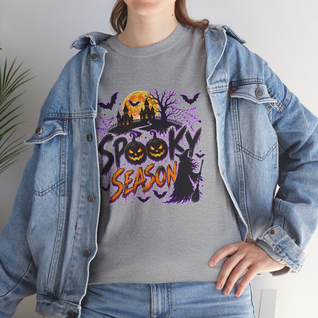Spooky Season Halloween T-Shirt, Jack O Lantern Pumpkin Tee, Haunted House Graphic Shirt, Unisex Halloween Tee