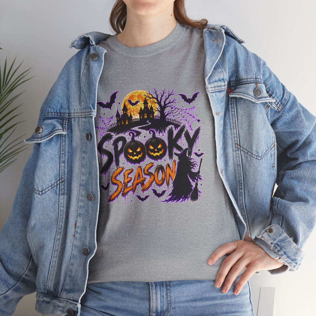 Spooky Season Halloween T-Shirt, Jack O Lantern Pumpkin Tee, Haunted House Graphic Shirt, Unisex Halloween Tee