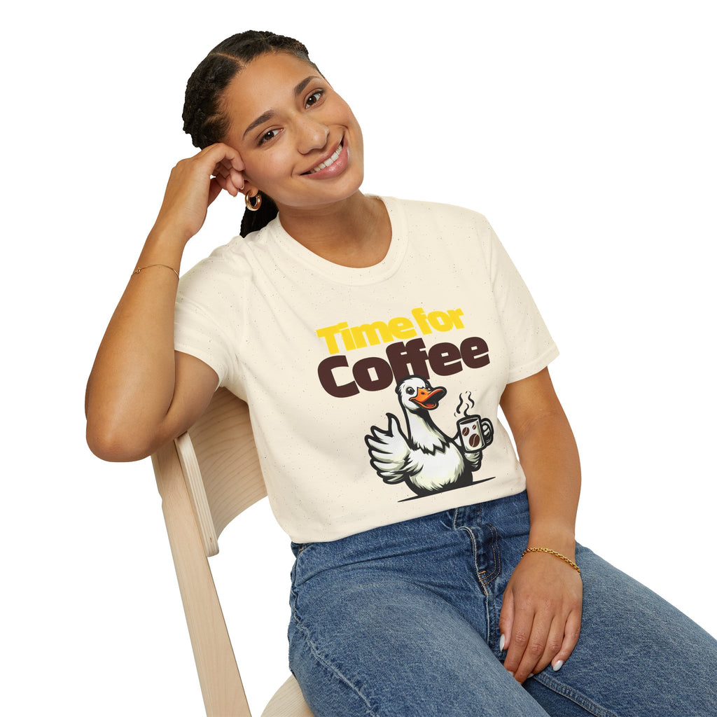 Time for Coffee Goose T-Shirt ☕🪿 Funny Cute Coffee Lover Graphic Tee Unisex Gift