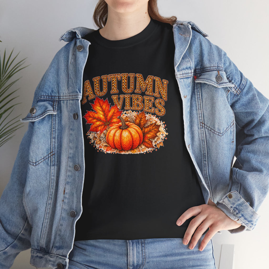 Autumn Vibes Pumpkin T-Shirt, Fall Leaves Graphic Tee, Cozy Fall Shirt, Thanksgiving Season Top
