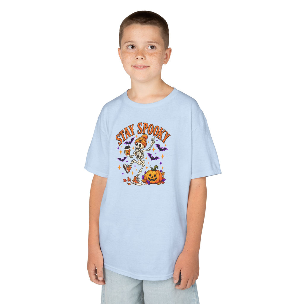 Kids Halloween Shirt, Stay Spooky Skeleton Tee, Pumpkin Graphic T-Shirt, Spooky Season Kids Tee