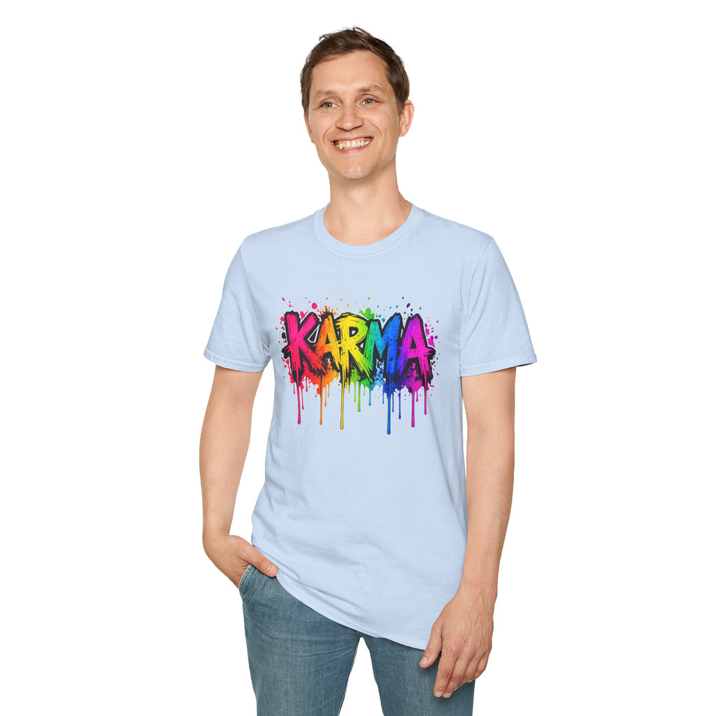Karma Rainbow Drip Shirt, Funny Graphic Tee, Colorful Streetwear T-Shirt, Unisex Casual Tee, Gift Idea