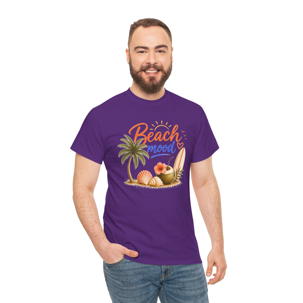 Beach Mood T-Shirt - Tropical Palm, Seashell Graphic Tee