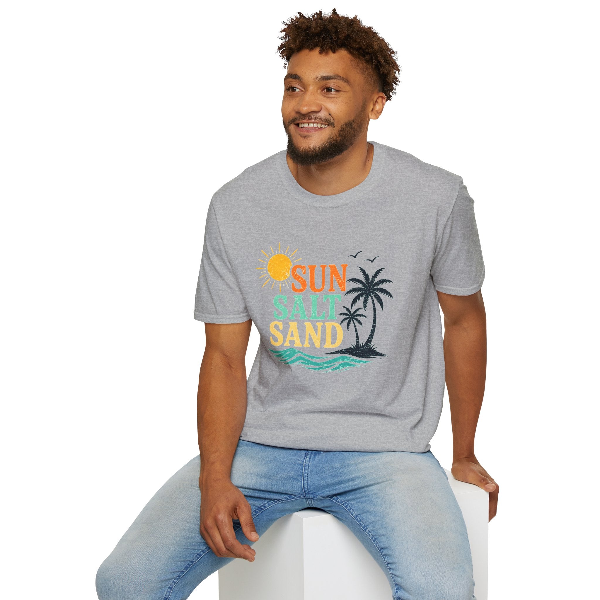 Sun Salt Sand Beach T-Shirt — Palm Tree Summer Vacation Tee